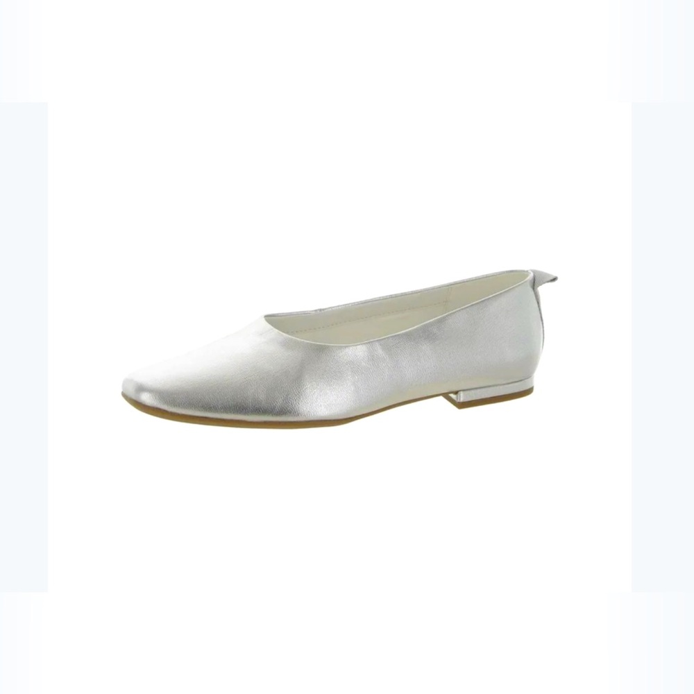 Franco Sarto Vana Faux Leather Slip On Silver Ballet Flats